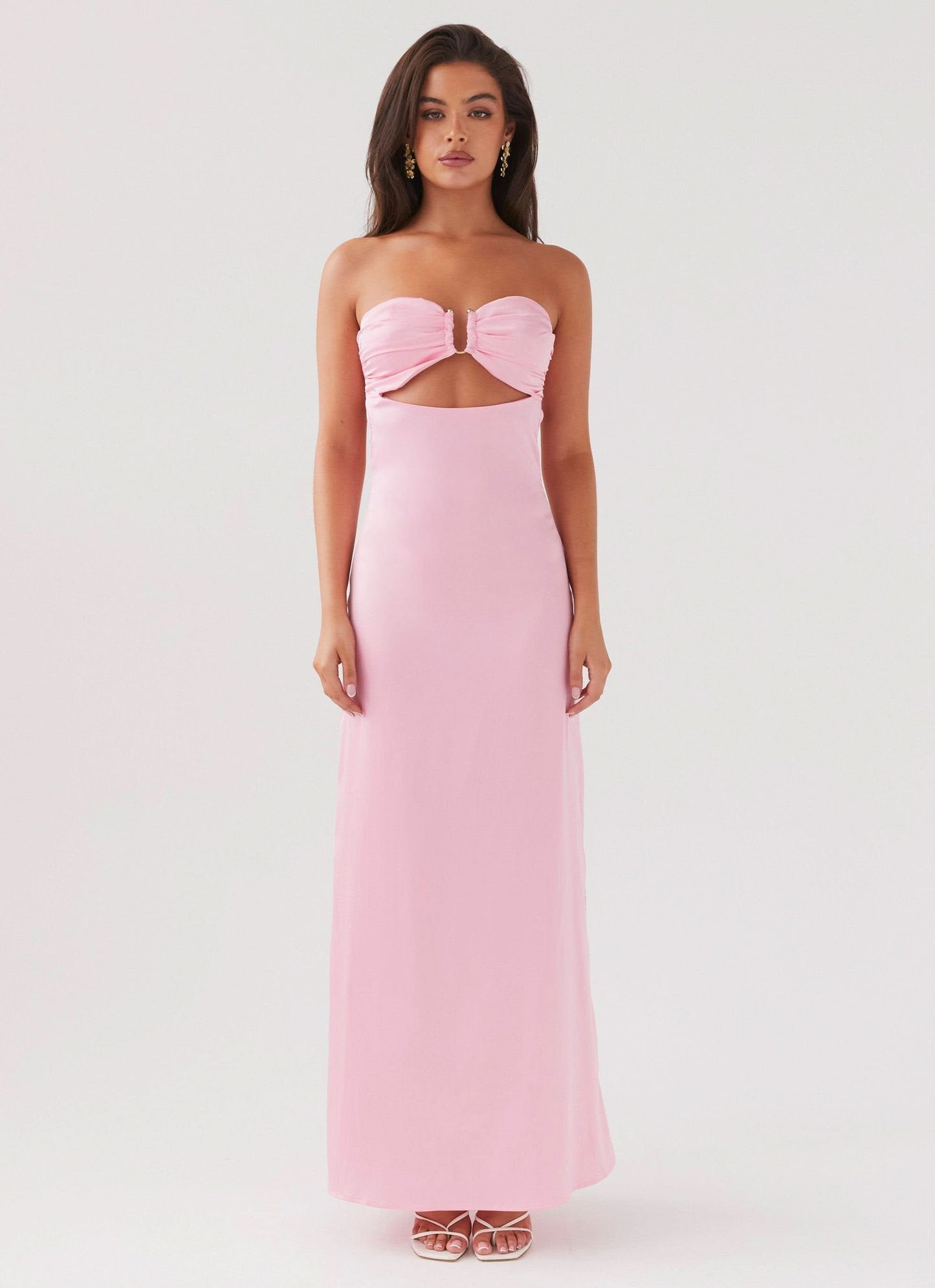Women's Wedding Guest Floral Strapless Maxi Dress