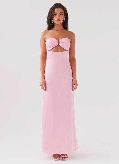 Women's Wedding Guest Floral Strapless Maxi Dress