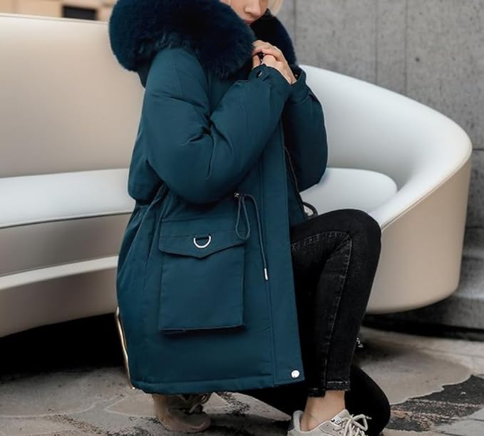 Luksusowa Zimowa Kurtka Puchowa z Kapturem