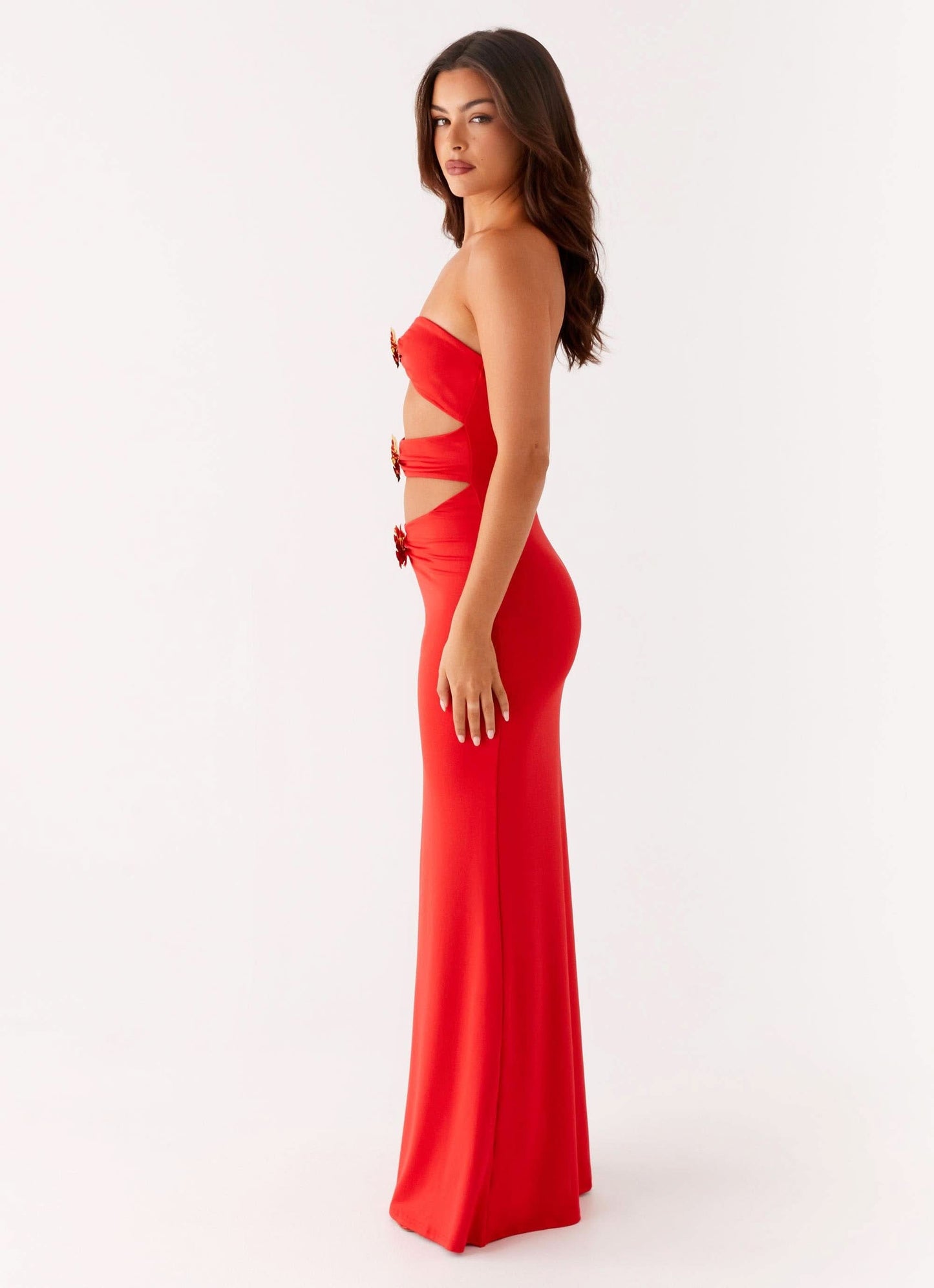 Women's Prom Strapless Cutout Bodycon Maxi Dress