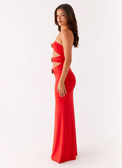Women's Prom Strapless Cutout Bodycon Maxi Dress