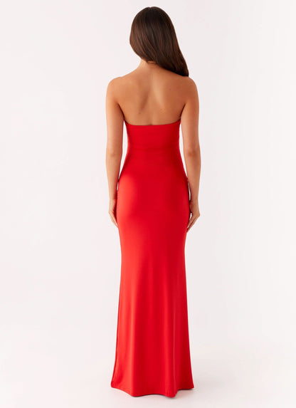 Women's Prom Strapless Cutout Bodycon Maxi Dress
