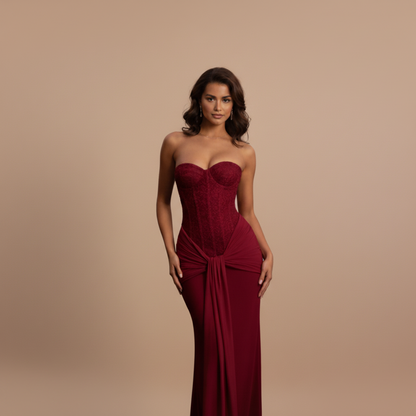 Women's Prom Strapless Sweetheart Maxi Dress