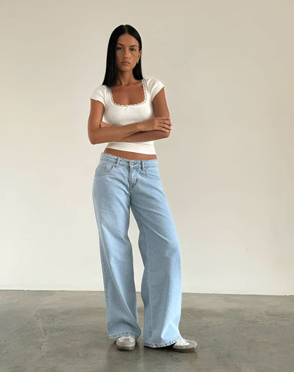 Women's Low Rise Wide Leg Full Length Jeans