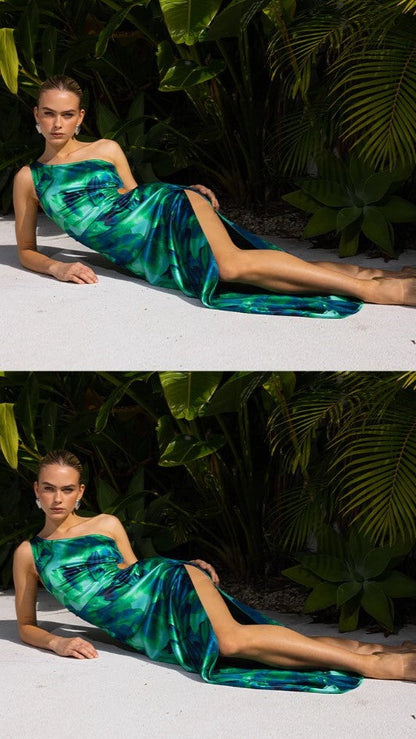 Women's Wedding Guest Floral One Shoulder Maxi Dress