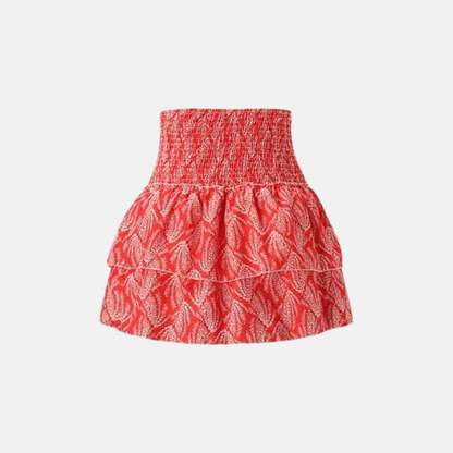 Women's Boho Print Smocked Waist Tiered Mini Skirt