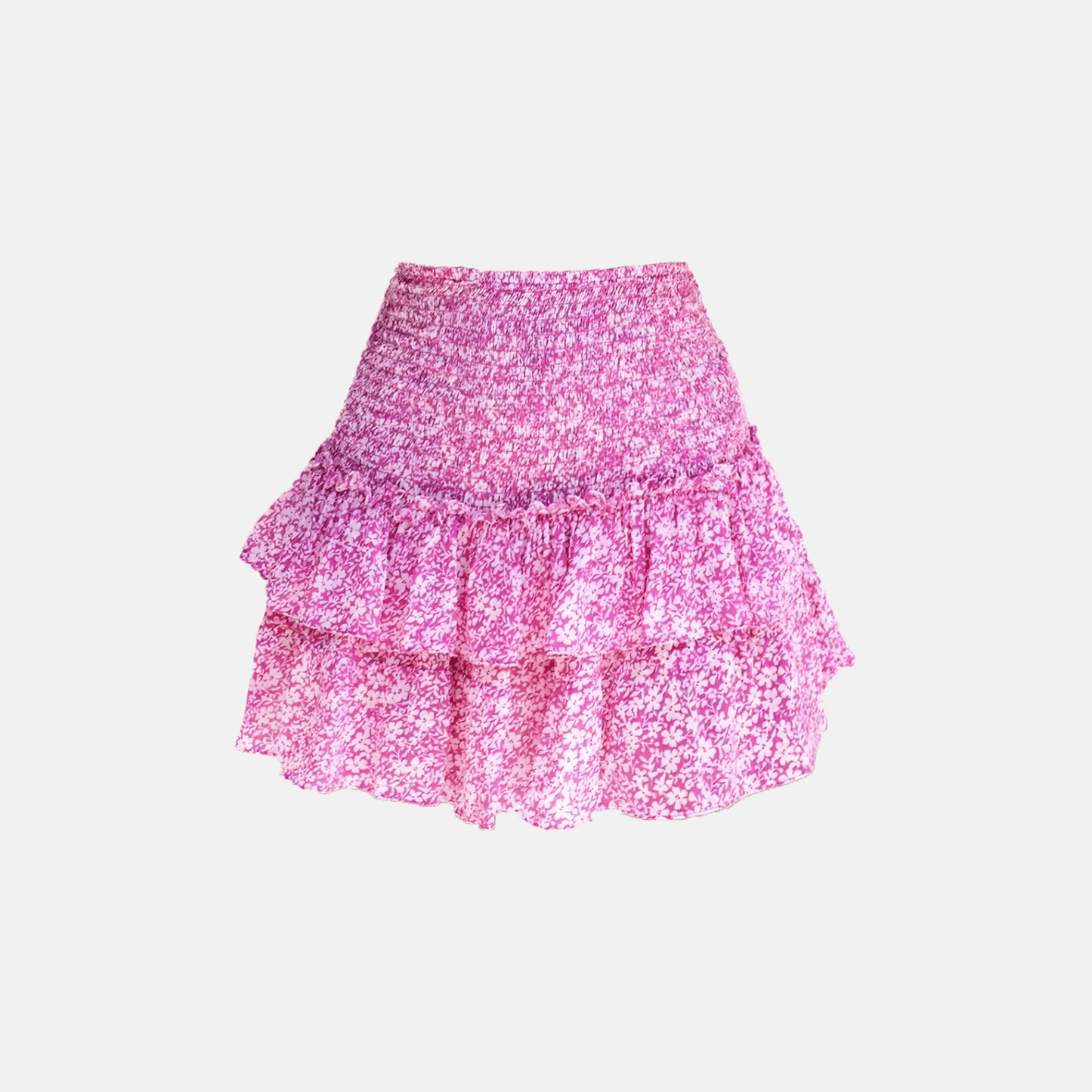 Women's Boho Print Smocked Waist Tiered Mini Skirt