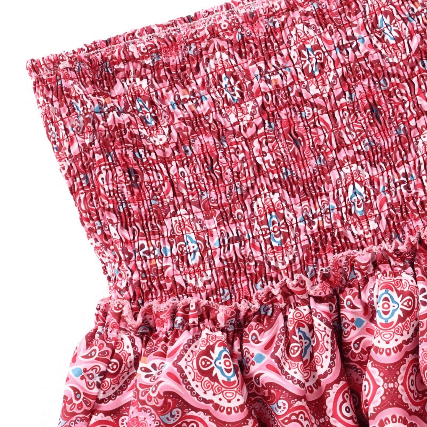 Women's Boho Print Smocked Waist Tiered Mini Skirt