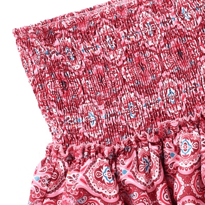 Women's Boho Print Smocked Waist Tiered Mini Skirt