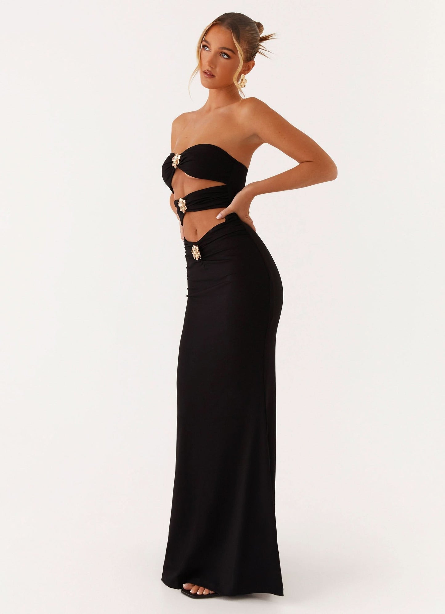 Women's Prom Strapless Cutout Bodycon Maxi Dress