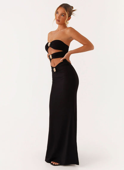 Women's Prom Strapless Cutout Bodycon Maxi Dress