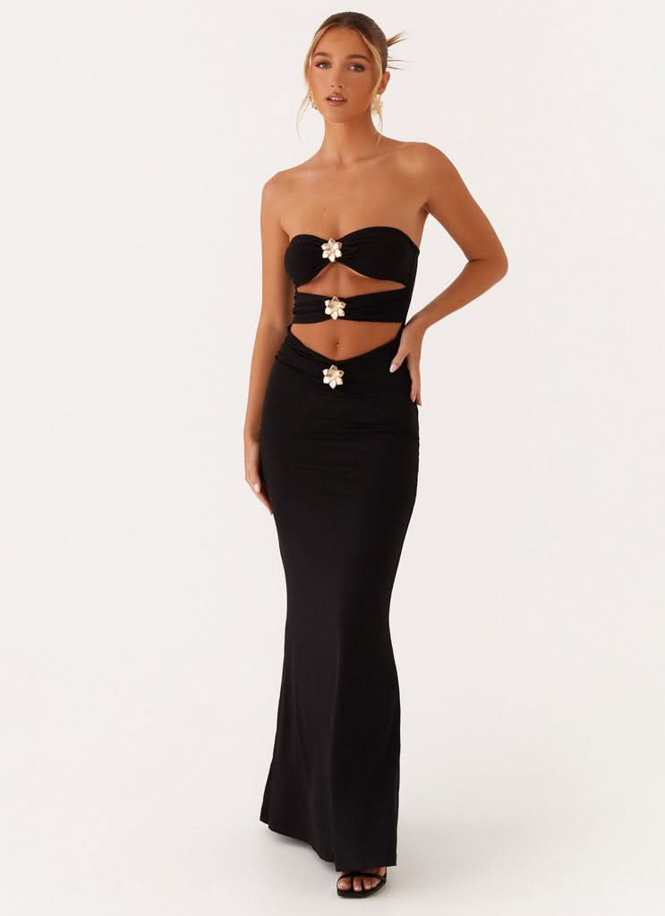 Women's Prom Strapless Cutout Bodycon Maxi Dress