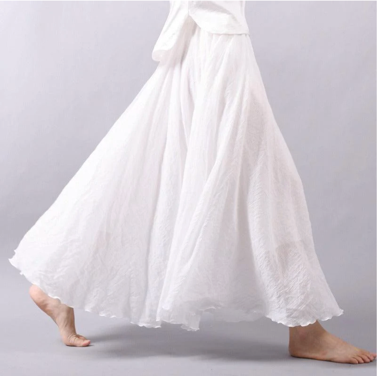 Women's Summer Pleated Maxi Skirt with Elastic Waist