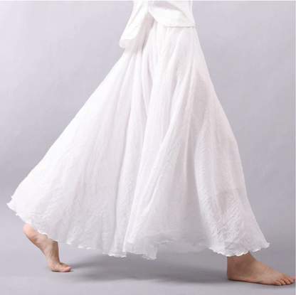 Women's Summer Pleated Maxi Skirt with Elastic Waist