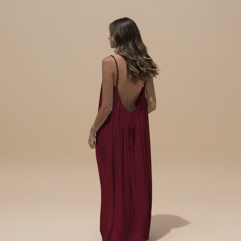 Women's Summer Spaghetti Strap Scoop Neck Maxi Dress