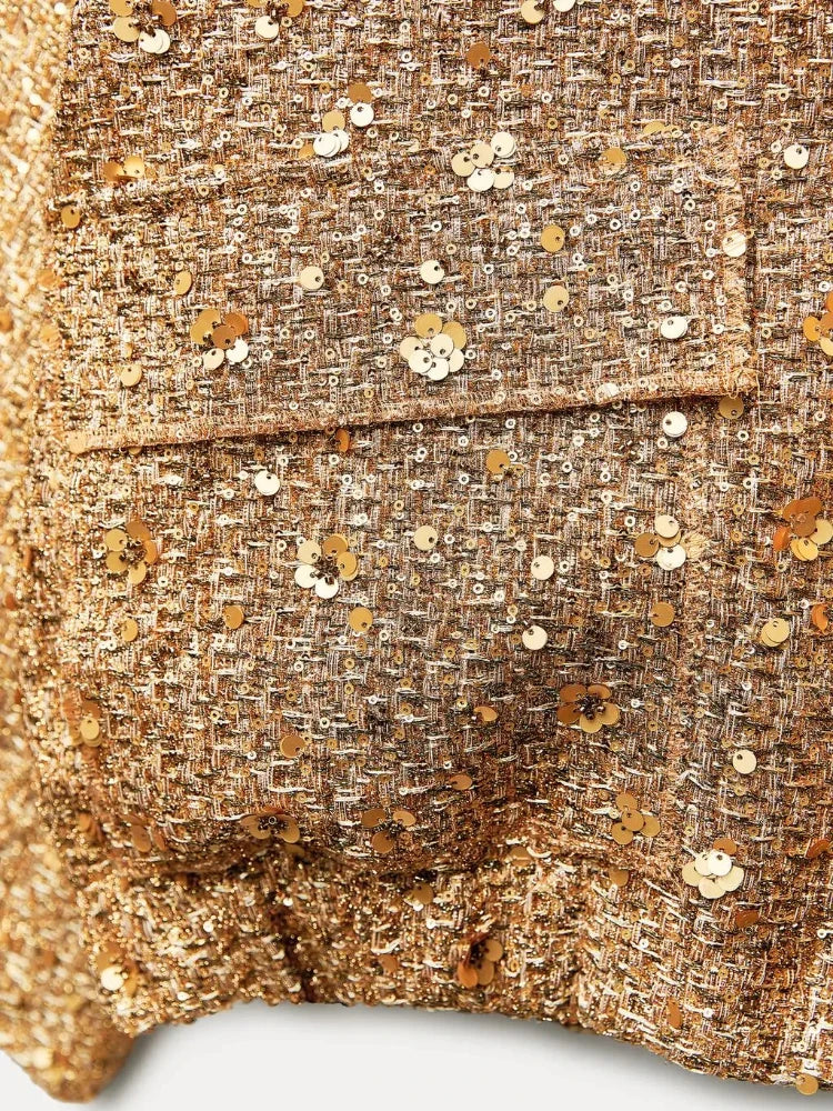 Złota Tweedowa Kurtka Statement