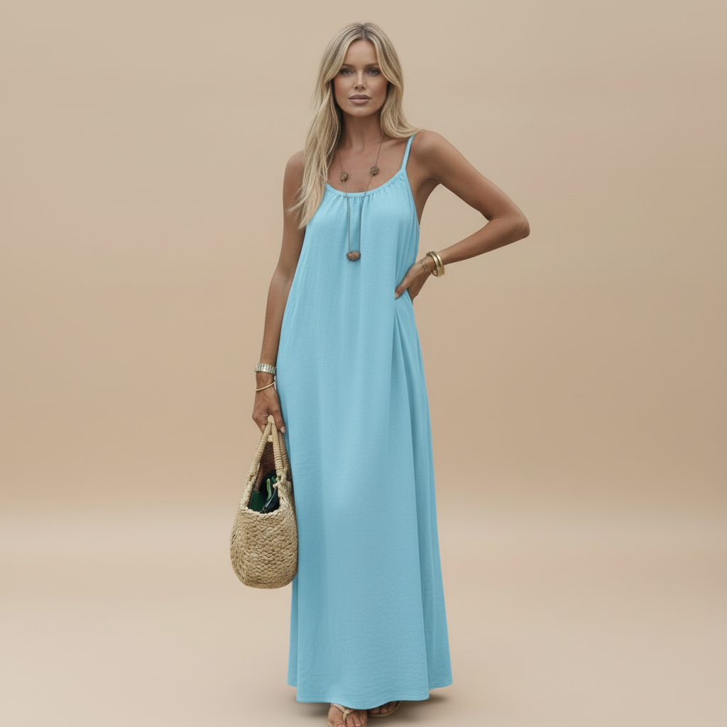 Women's Summer Spaghetti Strap Scoop Neck Maxi Dress