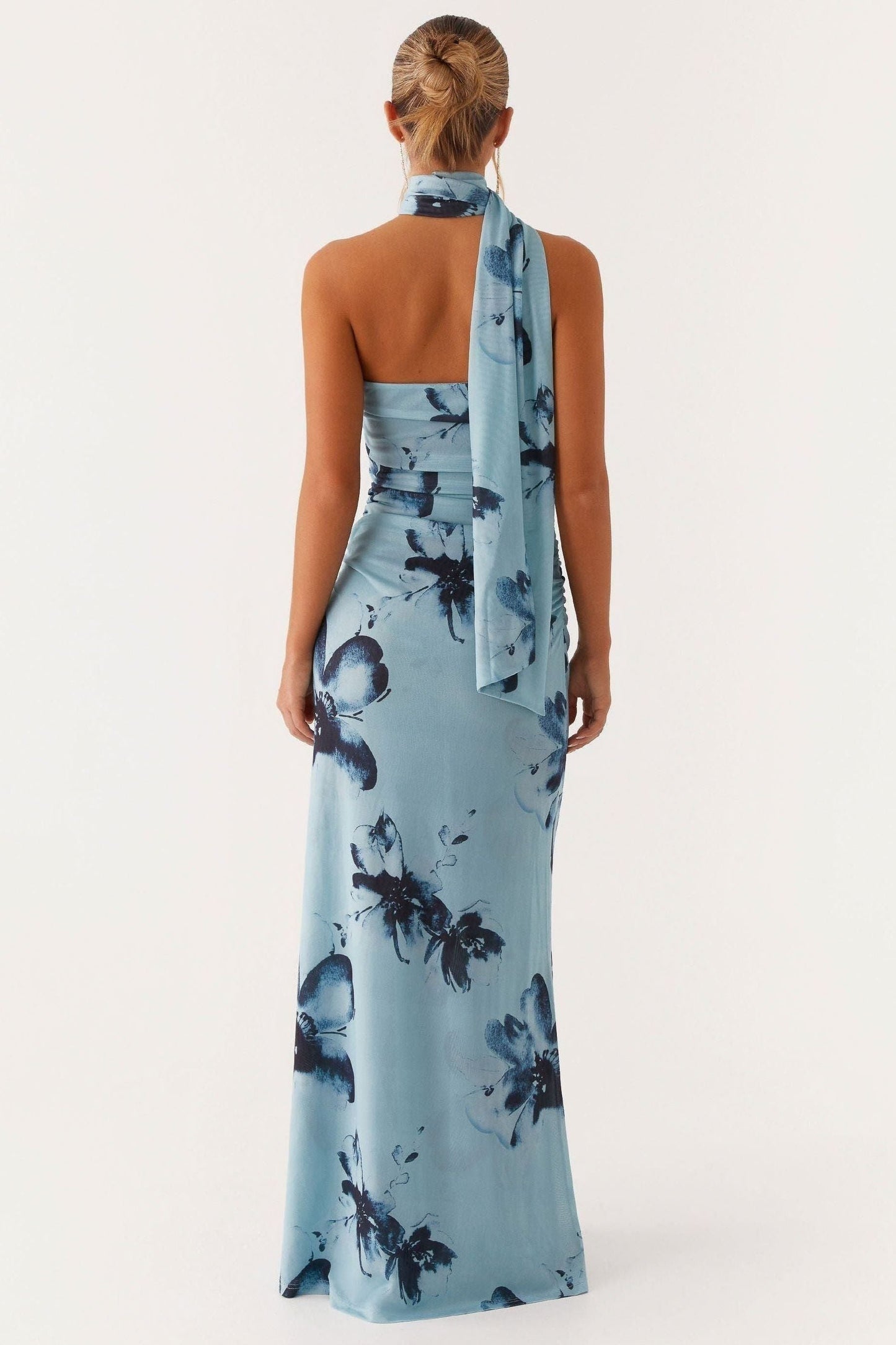 Women's Wedding Guest Floral Halter Maxi Dress