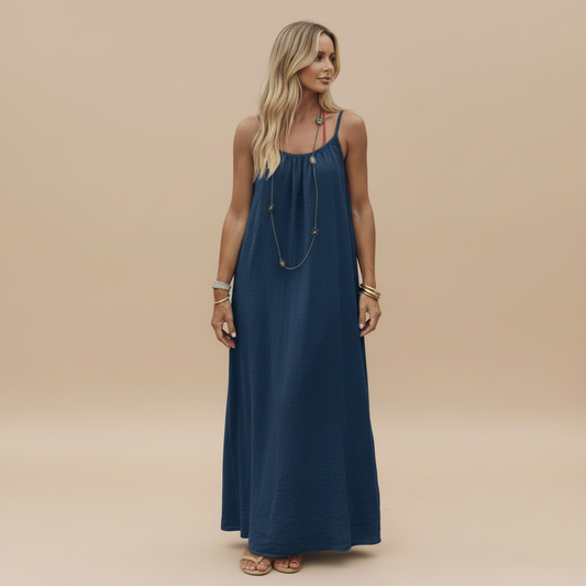 Women's Summer Spaghetti Strap Scoop Neck Maxi Dress