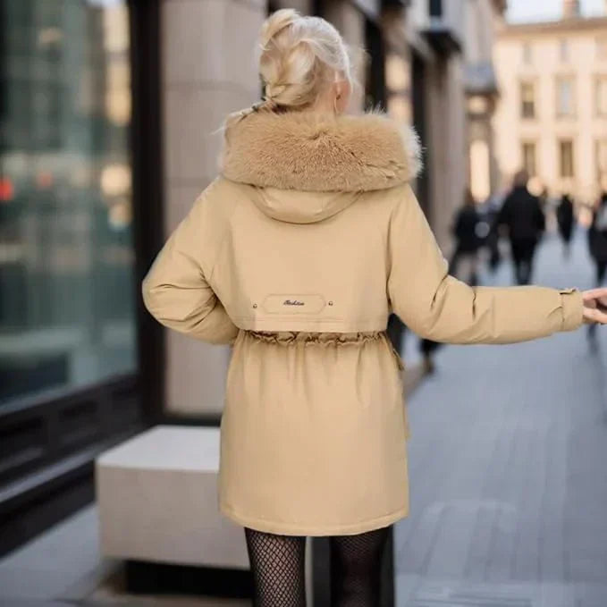 Luksusowa Zimowa Kurtka Puchowa z Kapturem