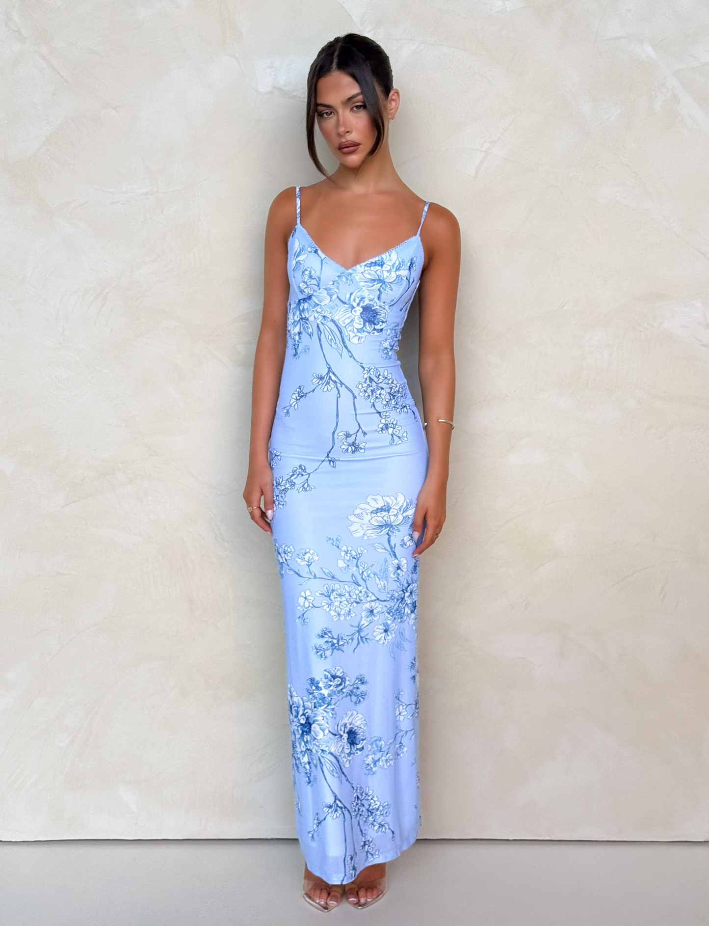 Women's Wedding Guest Floral V Neck Maxi Dress