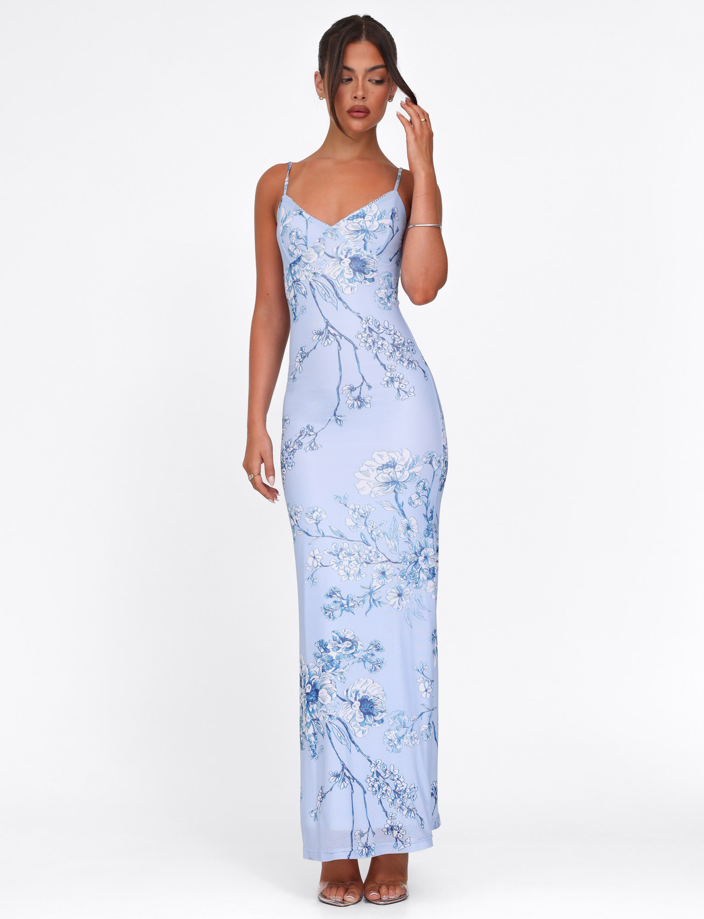 Women's Wedding Guest Floral V Neck Maxi Dress