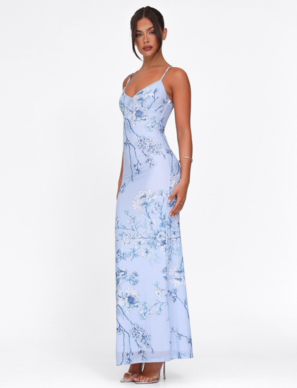 Women's Wedding Guest Floral V Neck Maxi Dress