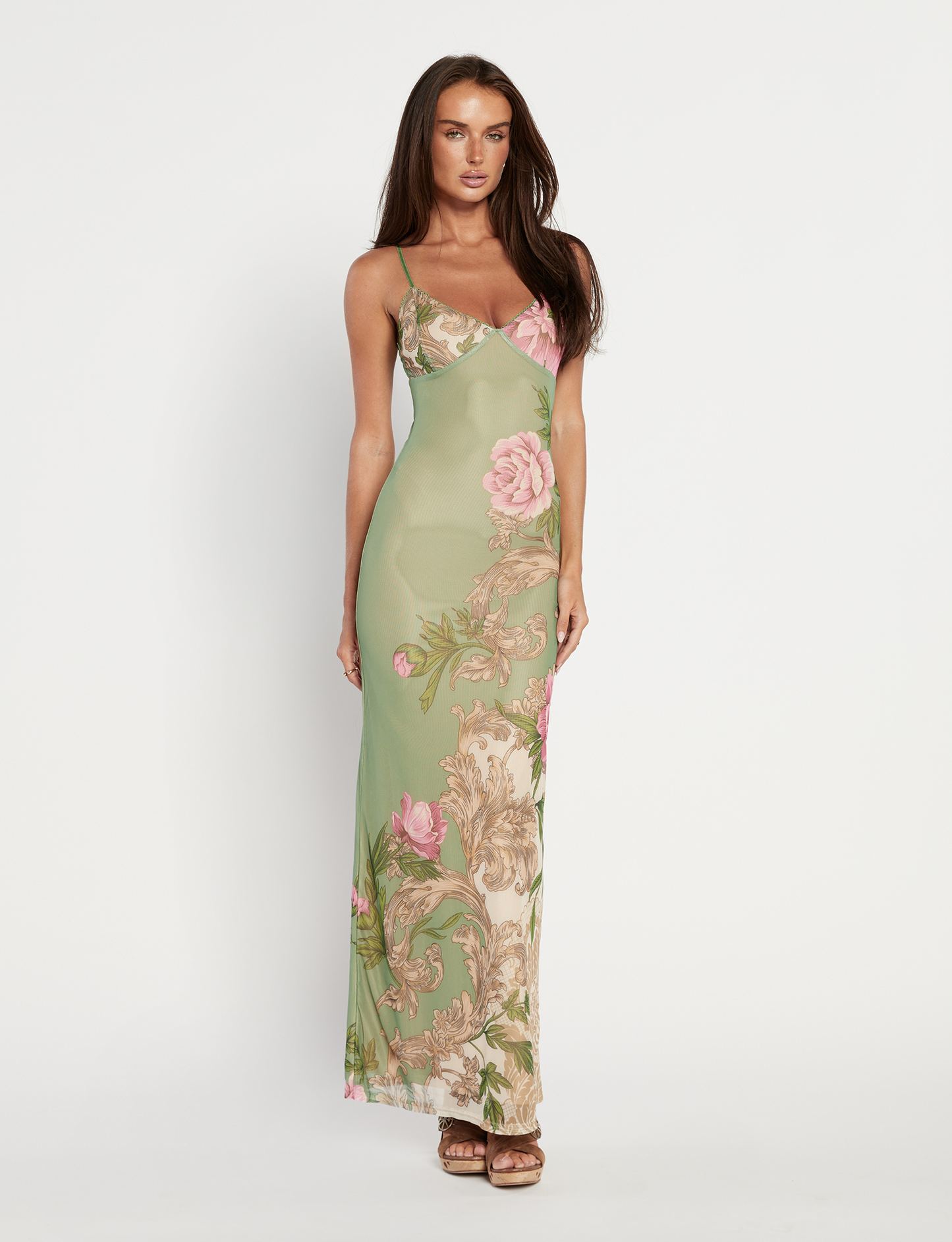 Women's Wedding Guest Floral V Neck Maxi Dress