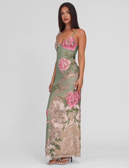 Women's Wedding Guest Floral V Neck Maxi Dress