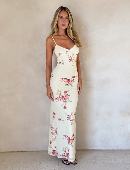 Women's Wedding Guest Floral V Neck Maxi Dress