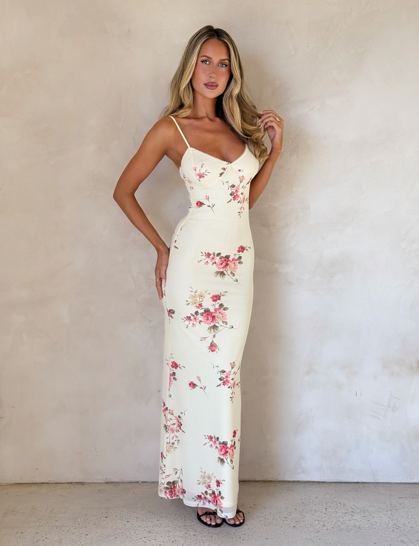 Women's Wedding Guest Floral V Neck Maxi Dress