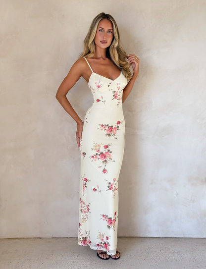 Women's Wedding Guest Floral V Neck Maxi Dress