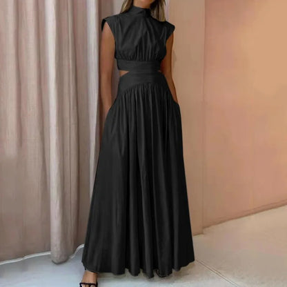 Women's Wedding Guest Cutout Mock Neck Maxi Dress