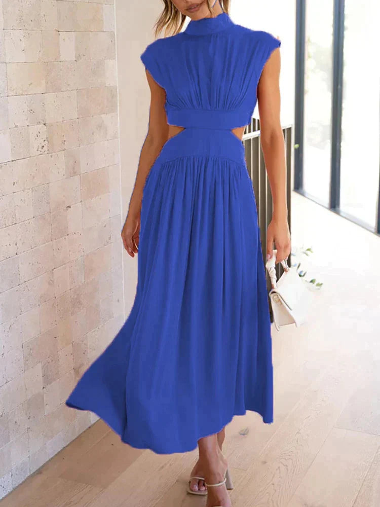 Women's Wedding Guest Cutout Mock Neck Maxi Dress