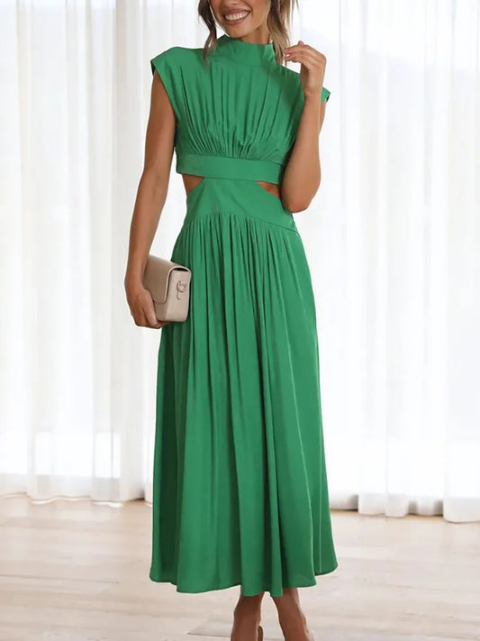 Women's Wedding Guest Cutout Mock Neck Maxi Dress