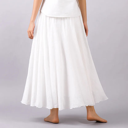 Women's Summer Pleated Maxi Skirt with Elastic Waist