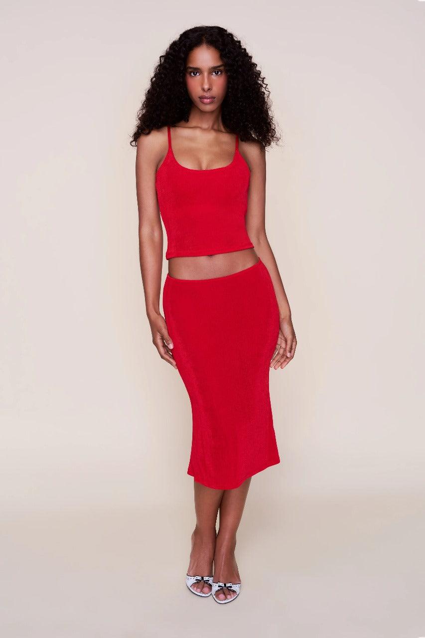 Women's Summer Scoop Neck Tank and Midi Skirt Set