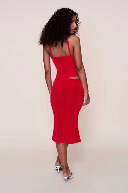 Women's Summer Scoop Neck Tank and Midi Skirt Set