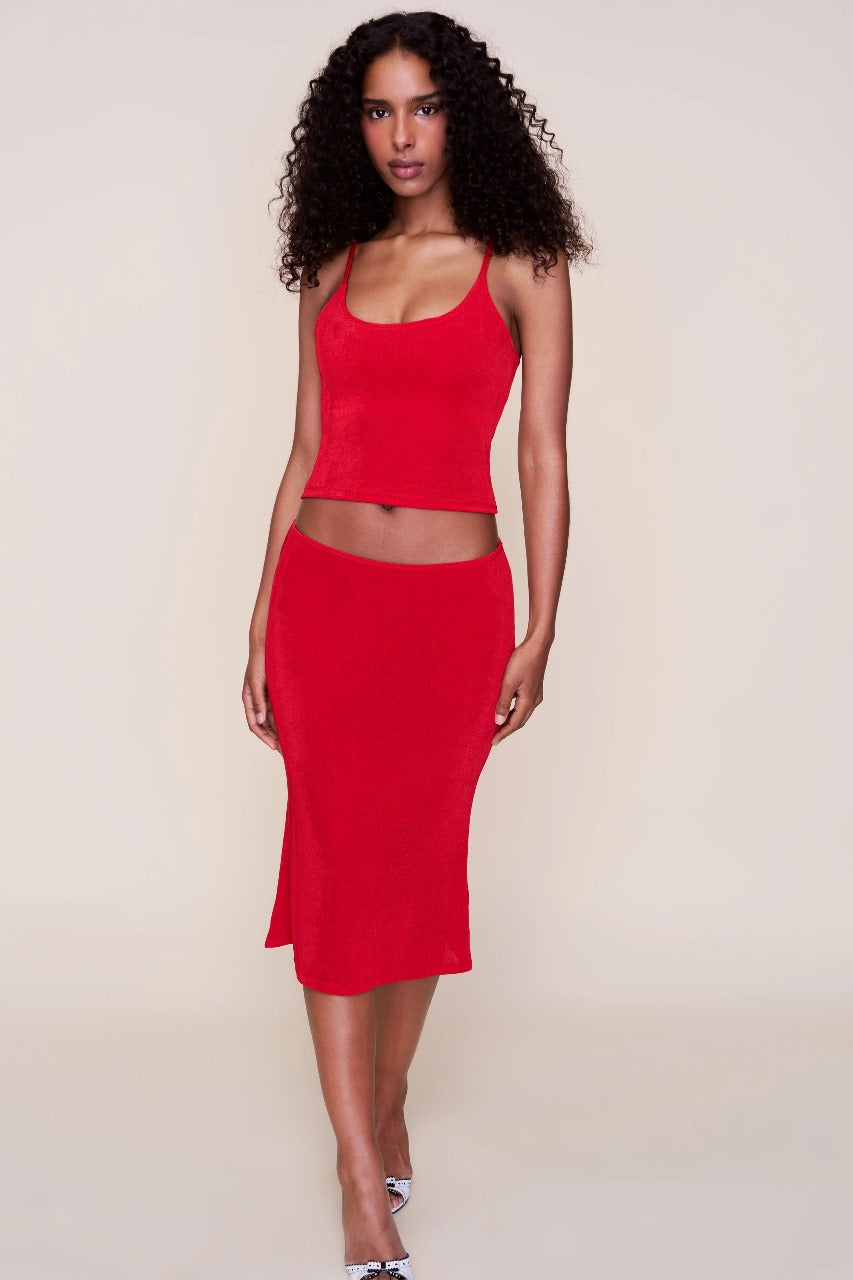 Women's Summer Scoop Neck Tank and Midi Skirt Set