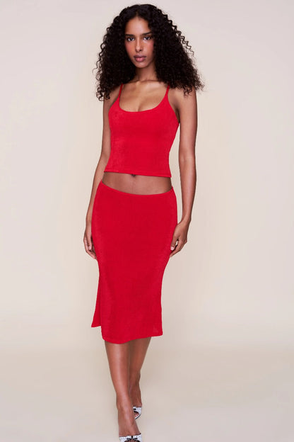 Women's Summer Scoop Neck Tank and Midi Skirt Set