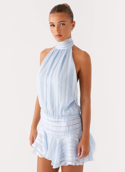 Women's Cocktail Halter Pleated Mini Dress