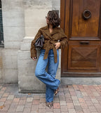 Kurtka z zamszu typu wrap