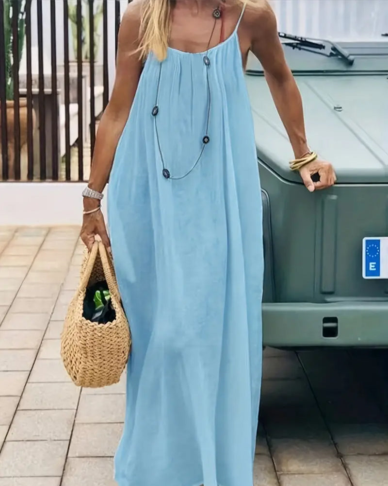 Women's Summer Backless V Neck Maxi Cami Dress