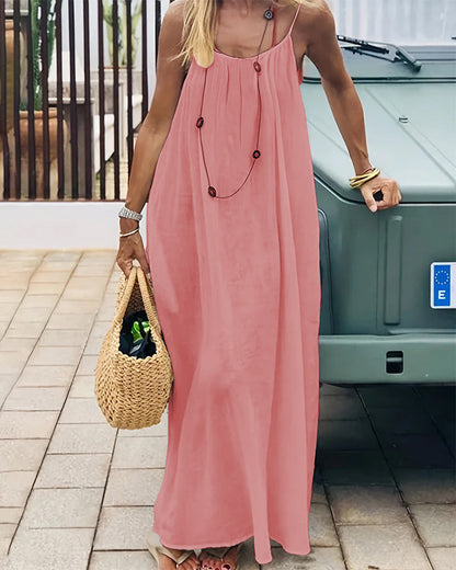 Women's Summer Backless V Neck Maxi Cami Dress