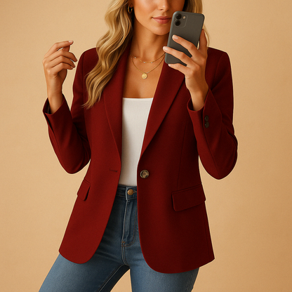 Women's Office Tailored Notch Lapel Fitted Blazer