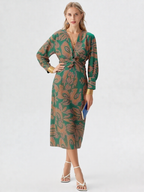 Elegancka Sukienka Midi z Wzorem