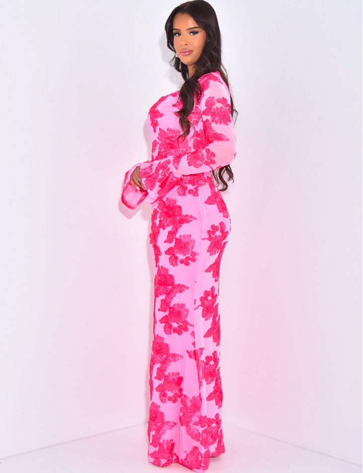 Women's Wedding Guest Floral Long Sleeve Maxi Dress