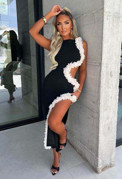 Women's Cocktail Cutout Sleeveless Maxi Dress With Ruffle