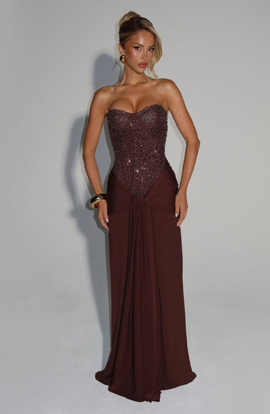 Women's Prom Strapless Sweetheart Maxi Dress