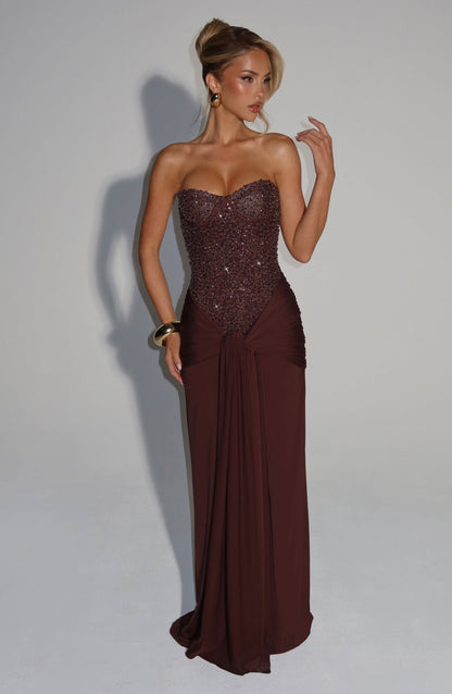 Women's Prom Strapless Sweetheart Maxi Dress